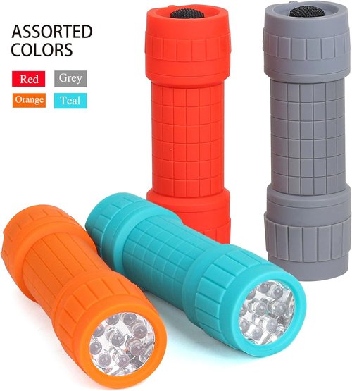 FASTPRO 9-LED Mini Flashlight Set - 4-Pack with AAA Batteries Included | Ideal for Camping & Events
