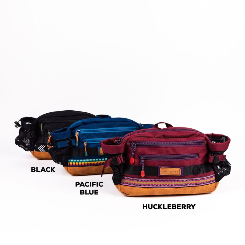 Wilderdog Mega Hip Pack with 3-Liter Capacity, Two Mesh Water Bottle Pockets, Interior Key Loops, Adjustable Straps, and Poop Bag Dispenser (Pacific Blue)