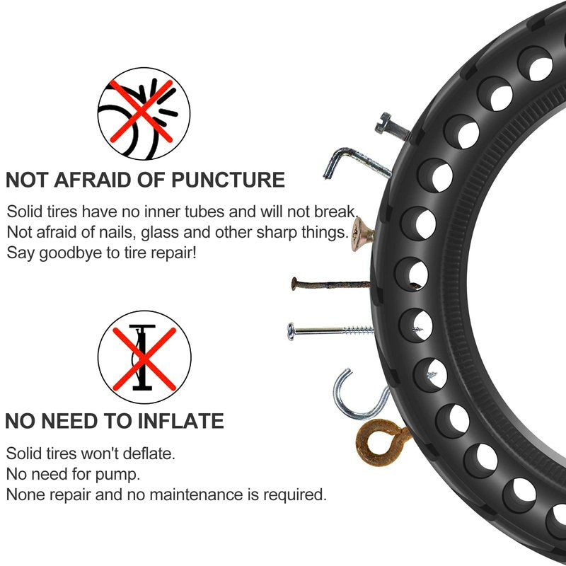 BANGTING 50/75-6.1 Tubeless Solid Tires for Electric Scooter, 8 1/2 x2 Tire for Gotrax GXL V2 / XR/APEX, 8.5x2 inch Tire Replacement for Xiaomi Pro 2 / M365 / 1S (Black 1PCS)