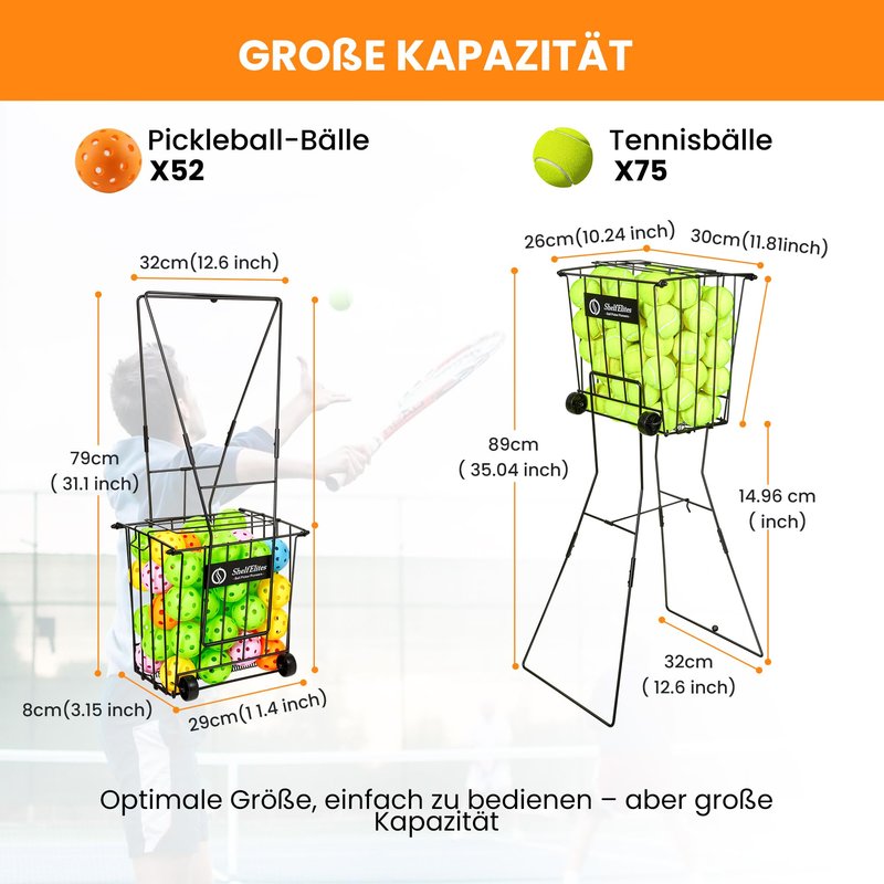 ShelfElites Tennis Ball Hopper, Portable Tennis Ball Holder with Handle for Court, Practice & Training (Large)