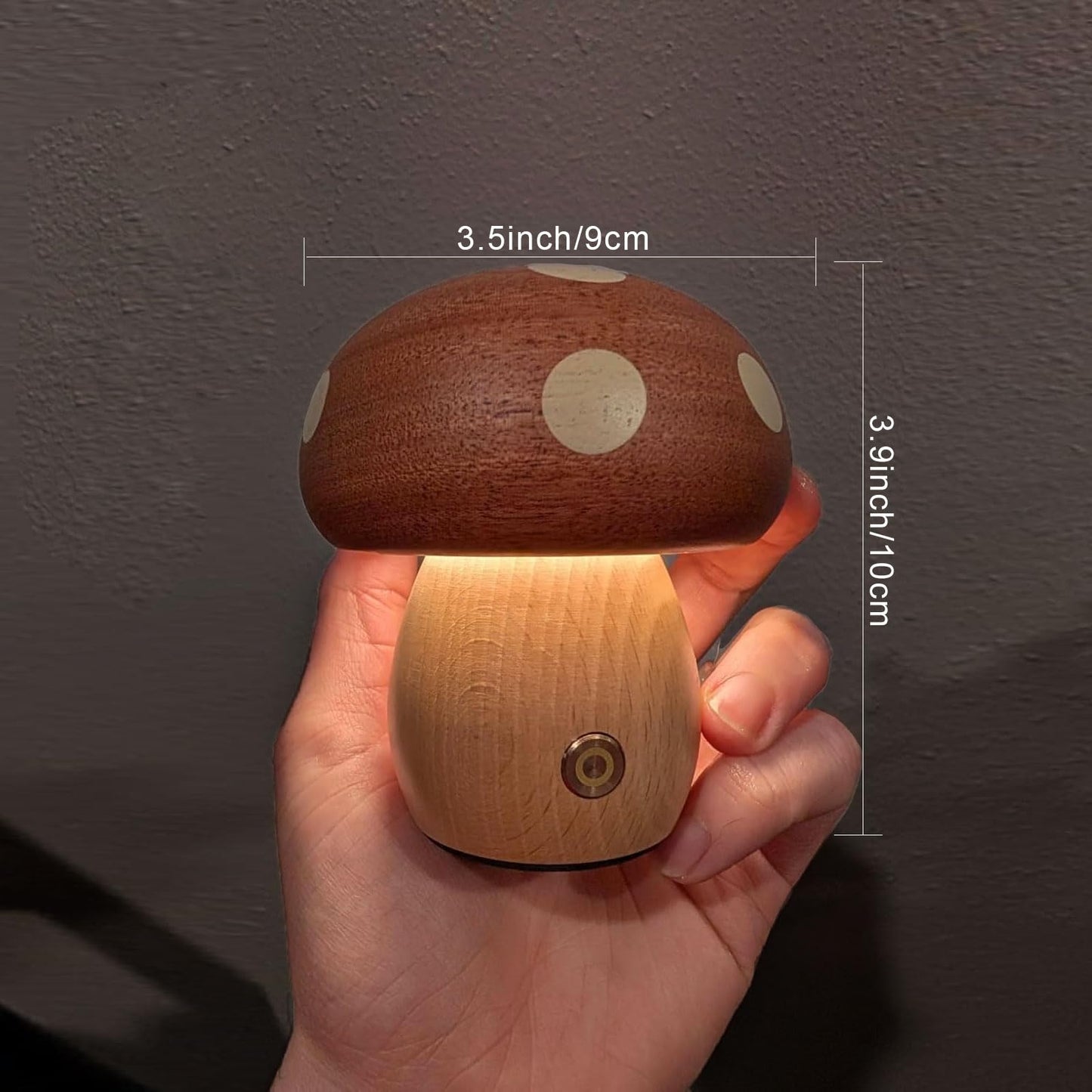 Moroommt Wood Mushroom Lamp, Rechargeable Small Bedside Lamp, Touch Mushroom Night Light Small lamp for nightstand, Portable Battery Operated Lights for Bedroom Kids Birthday Gifts