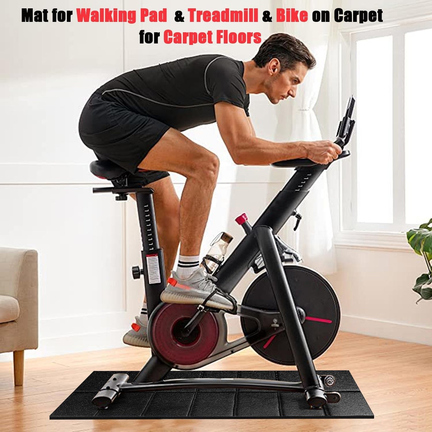 Walking Pad Treadmill Mat - 55x24 Carpet Floor Protection | Noise-Reducing Shock Absorption