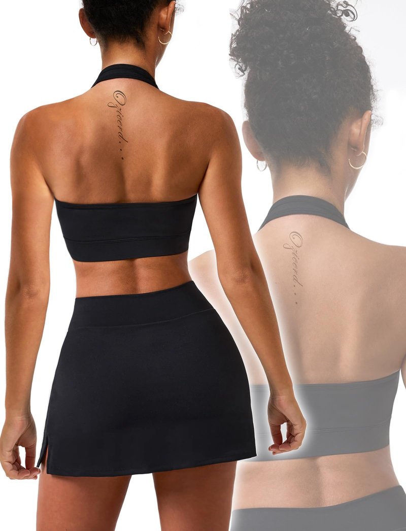 OZICERD High Waisted Golf Skort Tennis Skirt for Women Bodycon Mini Skirt Short Pickleball Athletic Skirt with Shorts Black Petite XXS