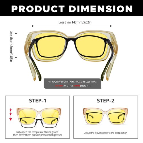 LVIOE Night Vision Driving Glasses Fit Over Prescription Glasses, Wrap Around Nighttime Anti Glare Polarized