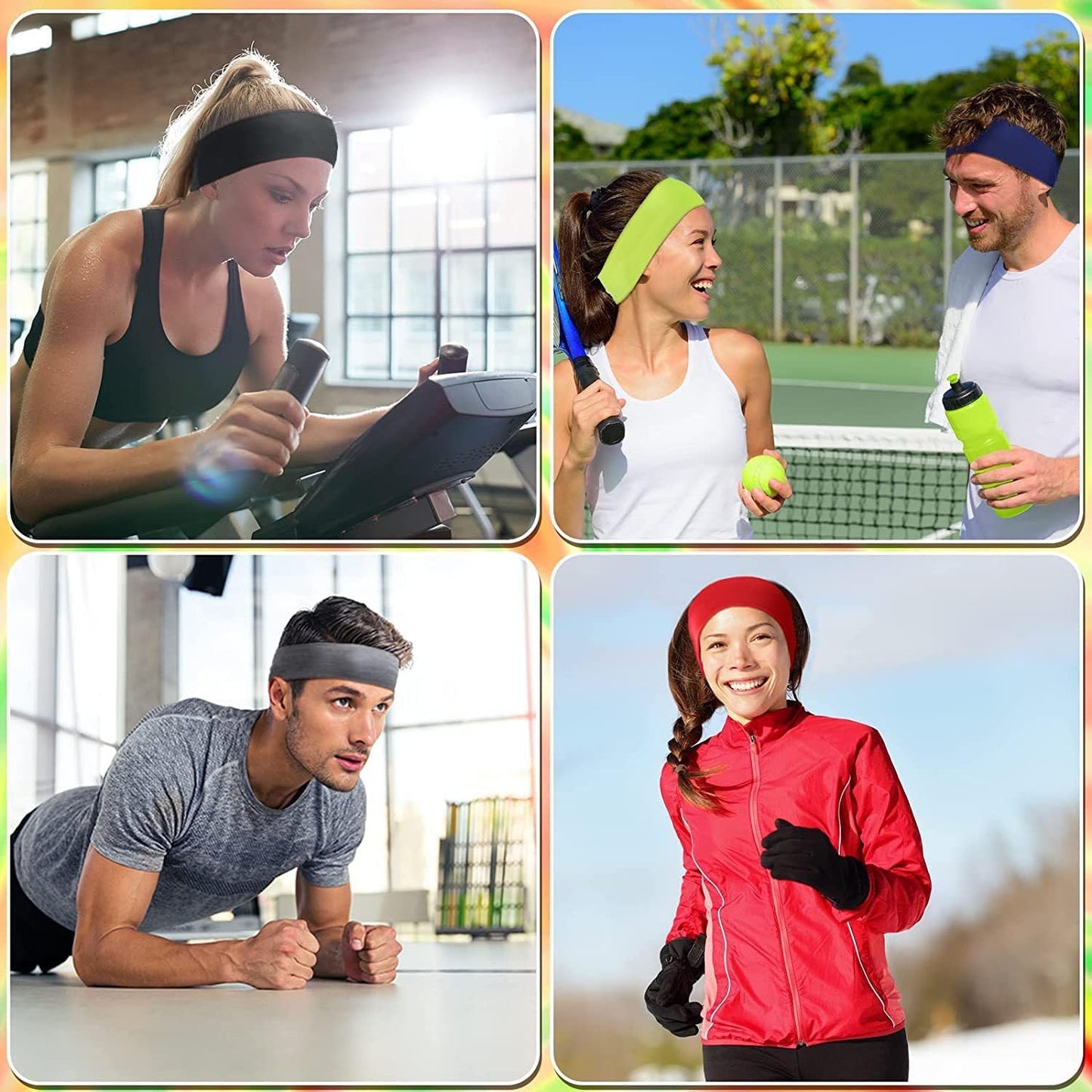 Skiennix Premium Elastic Headbands - Non-Slip Workout Hair Bands for Men & Women | 3 Colors Set