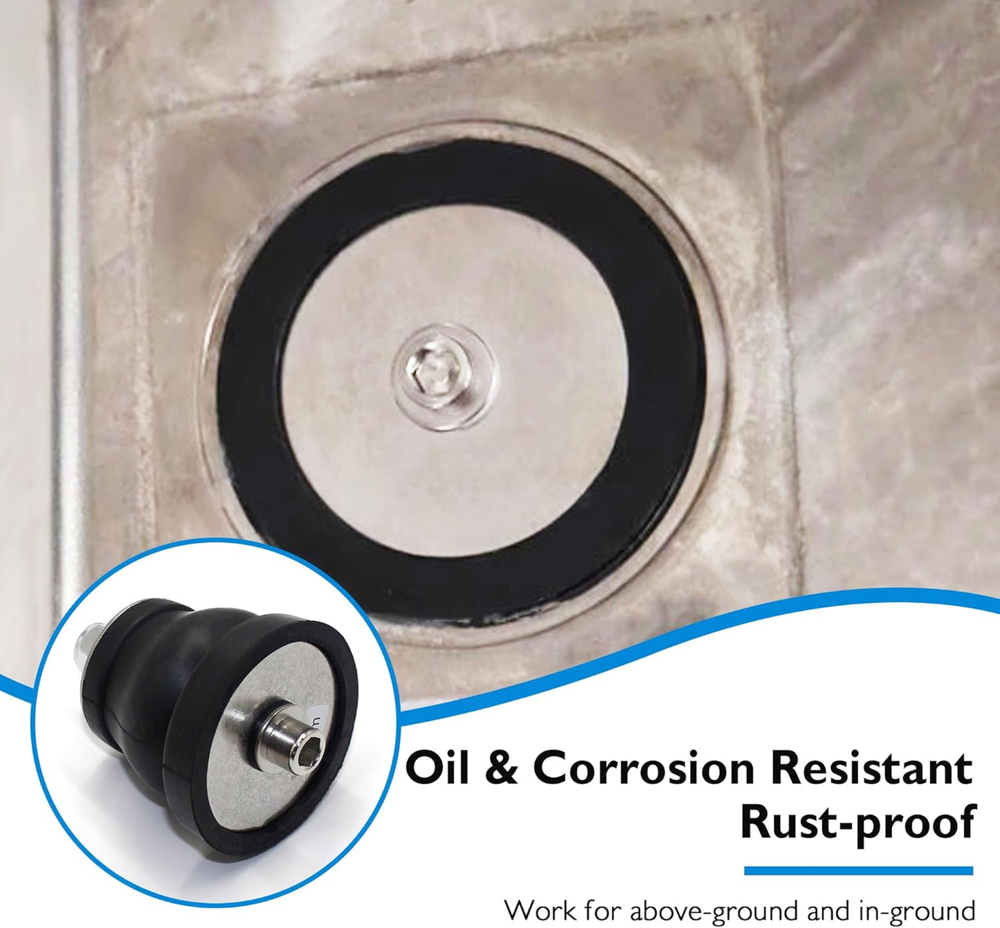 Regine Switzerland Expandable Mechanical Seal - Durable Rubber Scupper Plug with Stainless Steel Handle | 1-5/16 to 1-9/16 in Sewer Cap Cover