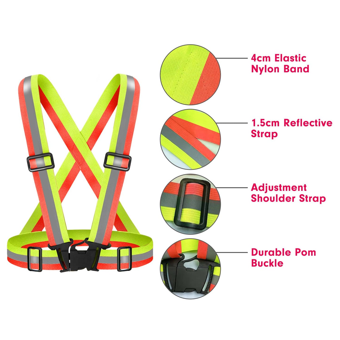 Fepdiu Running Reflective Vest for Women Walking at Night,2Pack Jogging Safety Vest with 360° Visibility Reflector Strap(2 Pack Black)