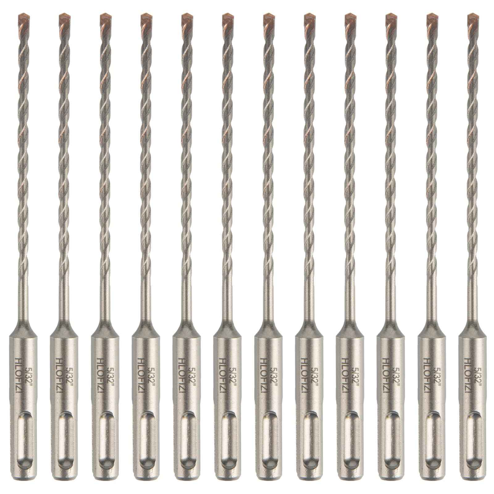 HLOFIZI 5/32" x 6” Masonry Drill Bits (12 Pack) SDS Plus Hammer Drill Bits for Concrete, Birck, Block