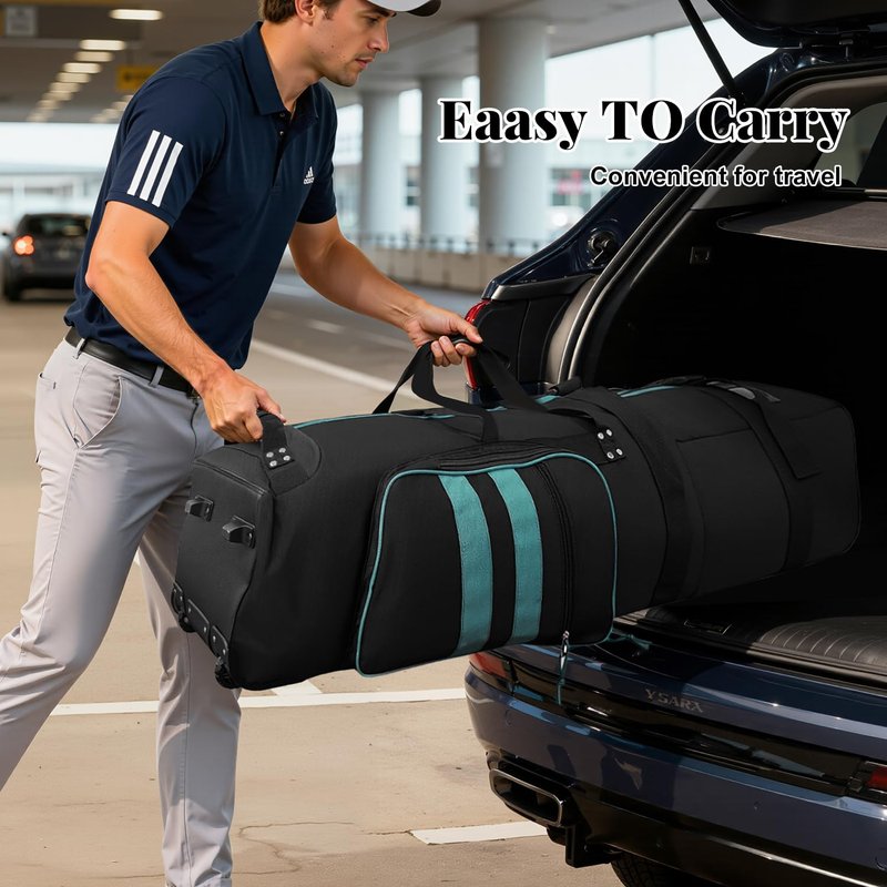 Yueidung Golf Travel Bag with Wheels, Outdoors Heavy Duty 900D Polyester Waterproof Travel Golf Bags, Golf Travel Bags for Airlines, Transporting, Clubs