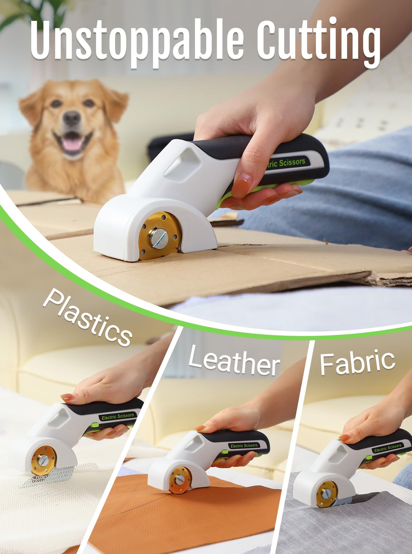 EXPEDMAN 2025 NEW 4V Cordless Electric Scissors Tools, Cardboard Cutter with 2 Titanium Blade Accessories, Safety Lock, Rotary Cutter for Cardboard, Gifts for Men&Women - Frost White