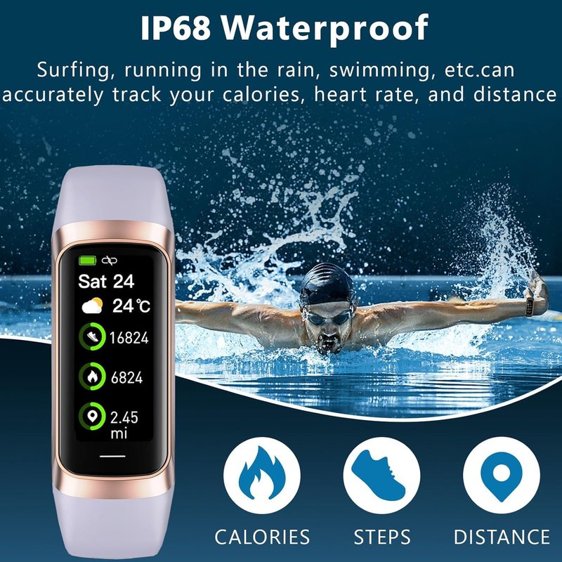 BSLIZHEN Fitness Tracker with 24/7 Blood Oxygen Heart Rate and Sleep Monitor,IP68 Waterproof,1.10''AMOLED Touch Color Screen,Step Counter Health Activity Trackers for Women Men (Purple)