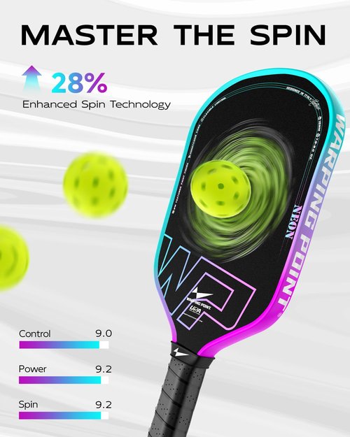 Warping Point Neon Gen 3 Pickleball Paddle, UPA-A Approved, Triple-Layer T700 Raw Carbon Fiber, 16MM EdgeFusion Core, Thermoformed Frame, Tour-Level Spin, Control & Power