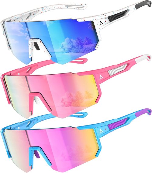 Kids Sunglasses - UV Protection Youth Baseball & Softball Glasses for Ages 4-14 | 3-Pack