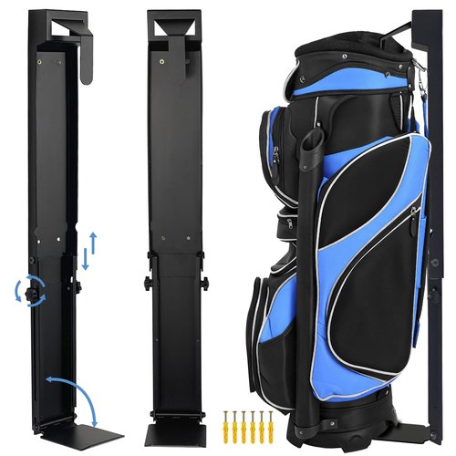iovfit Wall Mount Golf Bag Storage Stand Organizer Rack for Garage,Golf Bag Storage,Tool-Free Length Adjustment,Golf Bag wall Storage,Golf Storage Organizer for Garage,Clubs, Home, Basement