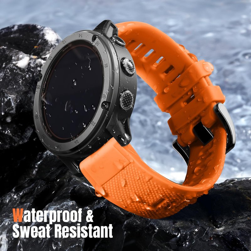 Ouwegaga Compatible with Garmin Fenix 8 51mm 7X 6X 5X Watch Band, 26mm Quickfit Silicone Sport Strap for Fenix 8 Pro 51mm/7X 6X Pro/Fenix 5X Plus/Descent MK1/D2 Delta PX/D2 Charlie/Fenix 3/Fenix 3 HR