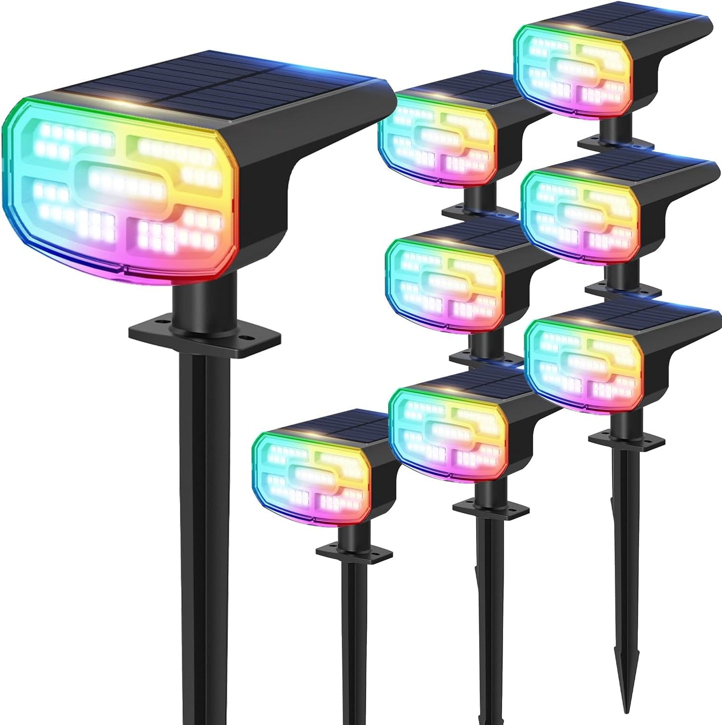 Super Bright Solar Spot Lights - 6 Pack, Waterproof IP65, 2 Color Temperatures, 4 Modes for Outdoor Landscape