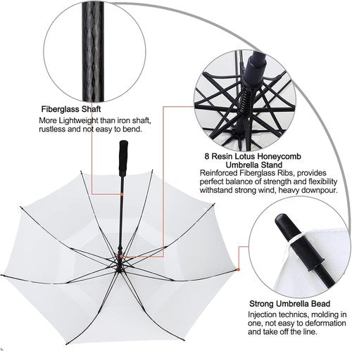 G4Free Automatic Open Golf Umbrella - Oversized Double Canopy, Windproof & Waterproof | 47-72 Inch Options
