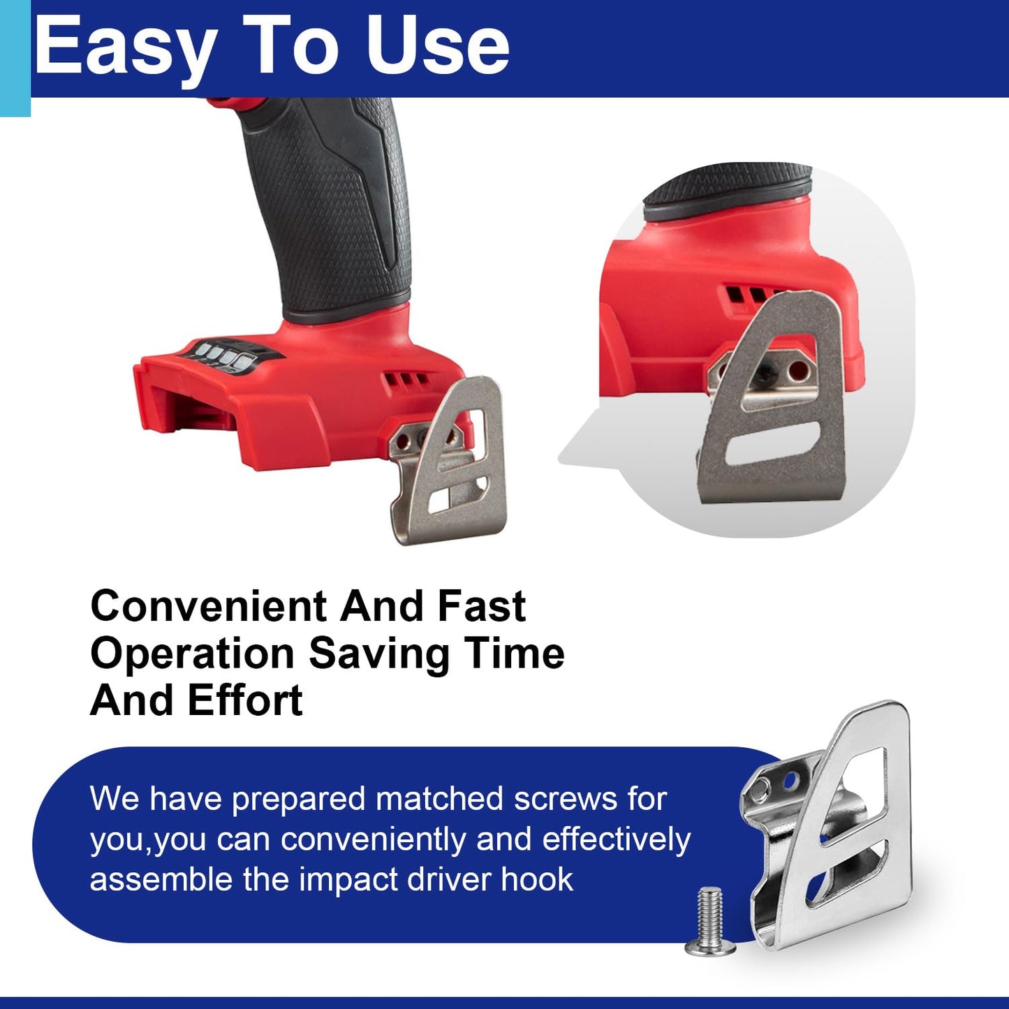 Belt Clip for Milwaukee, 10pcs 304 Stainless Steel Drill Tool Clips Hook Kit with Screws for Milwaukee 2604-20, 2604-22, 2604-22CT, 2797-22