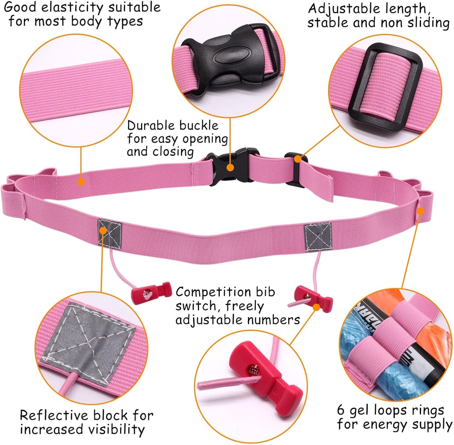 Skiennix Race Number Belt - Adjustable, Comfortable Fit for Runners | Lightweight & Durable Design