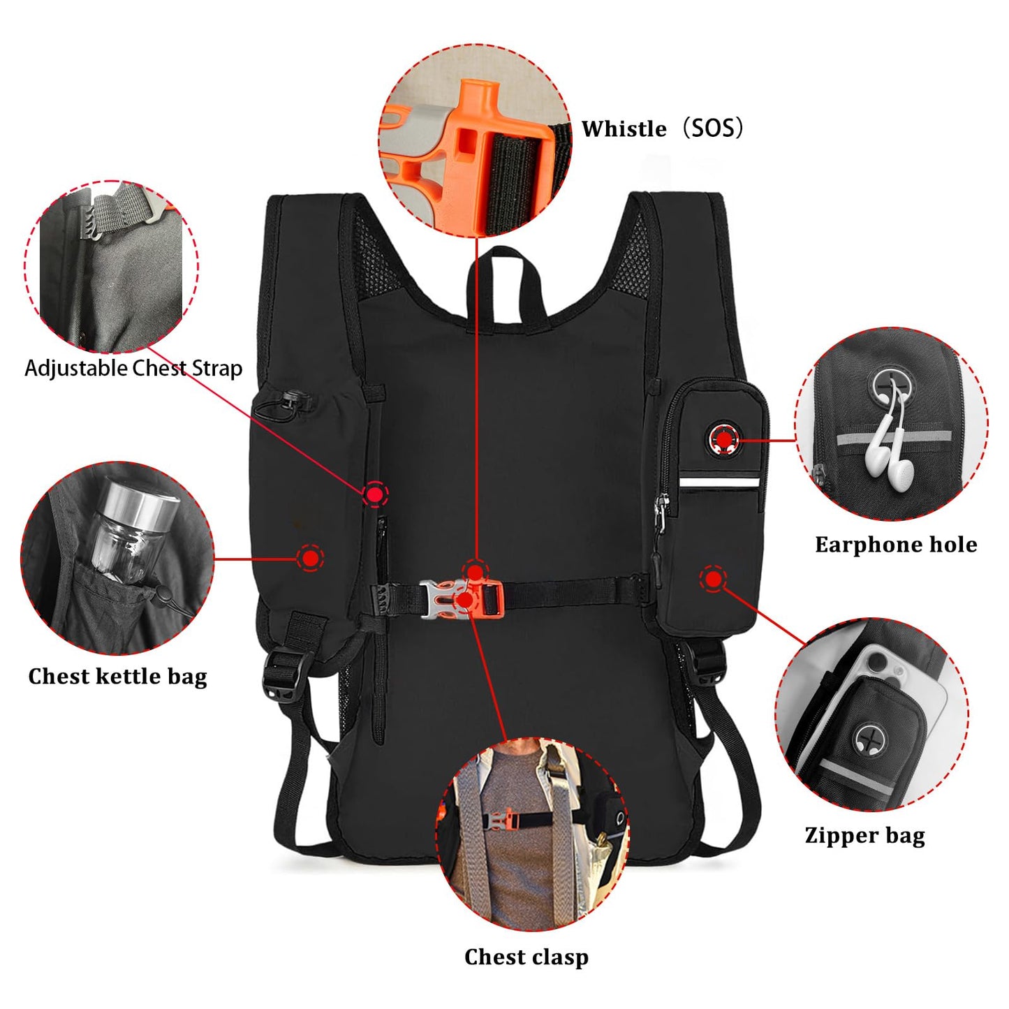 VOBUYING 15L Small Hiking Backpack Foldable Ultralight Trekking Camping Outdoors Backpack for Women Men (black)