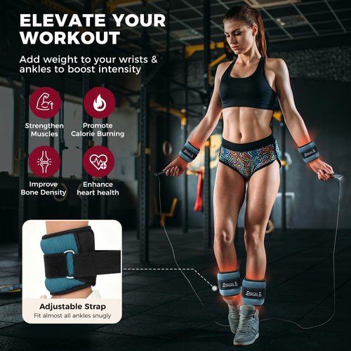 BAGAIL Ankle Wrist Weights - Adjustable 1-10 LBS for Walking, Running & Home Fitness | Sleek Design