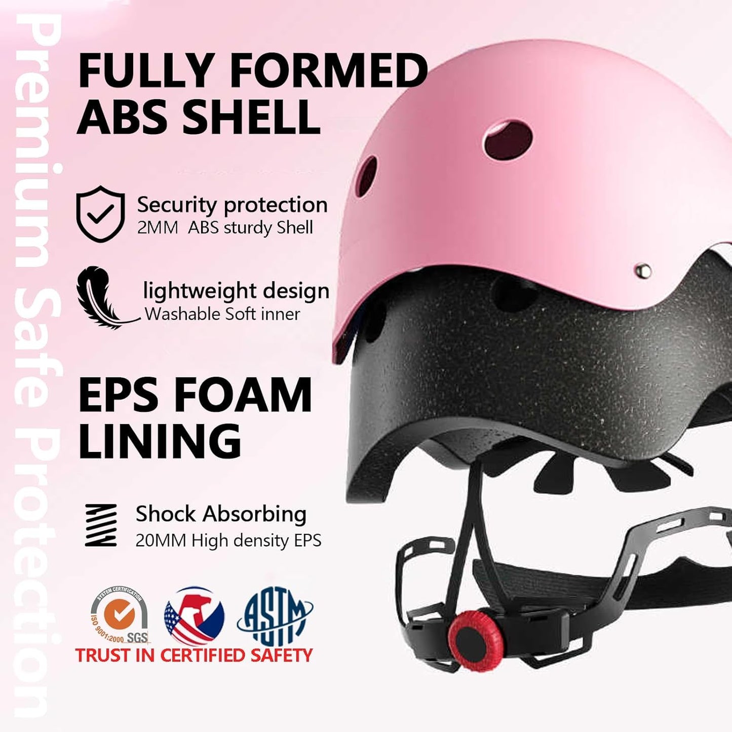 Kids Bike Helmet Set,CPSC Certified with Knee Elbow Wrist Pads Guards,Toddler Adjustable Black Helmet for Ages 2-3-5-8 Girls Child,Sports Protective Gear Set for Bicycle Skate Scooter