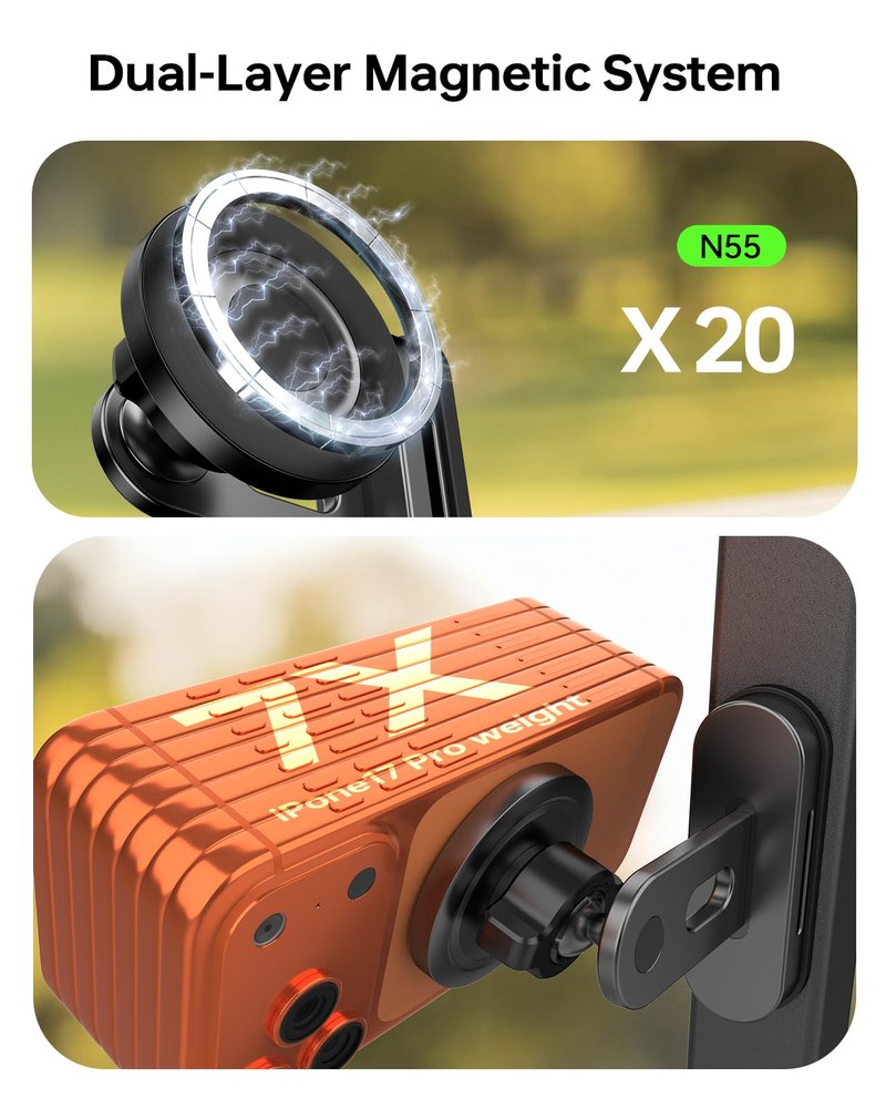 Magnetic Golf Cart Phone Holder for Photography, Golf Accessories for Men, Camera-Friendly T-Shape Design, Strong Magnetic Phone Caddy with Adjustable Ball Head, Golf Cart Phone Holder, Golf Gifts