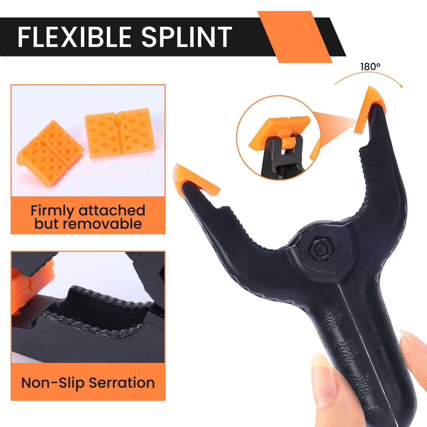 ECY Spring Clamps Heavy Duty 4.5 Inch 10 Pack - Plastic Rust Proof Clamps with Non-Slip Pads for Backdrop, Crafts, Woodworking, Photography | Multipurpose Holders for Tarps, Pool Covers & Gluing