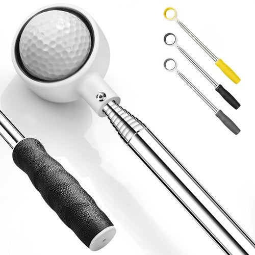 prowithlin Golf Ball Retriever Telescopic, Non-Rust Tool with Rubber Loop to Pick up Balls in Water, Great Accessory and Gift for Men's Golfers, 9ft, Black