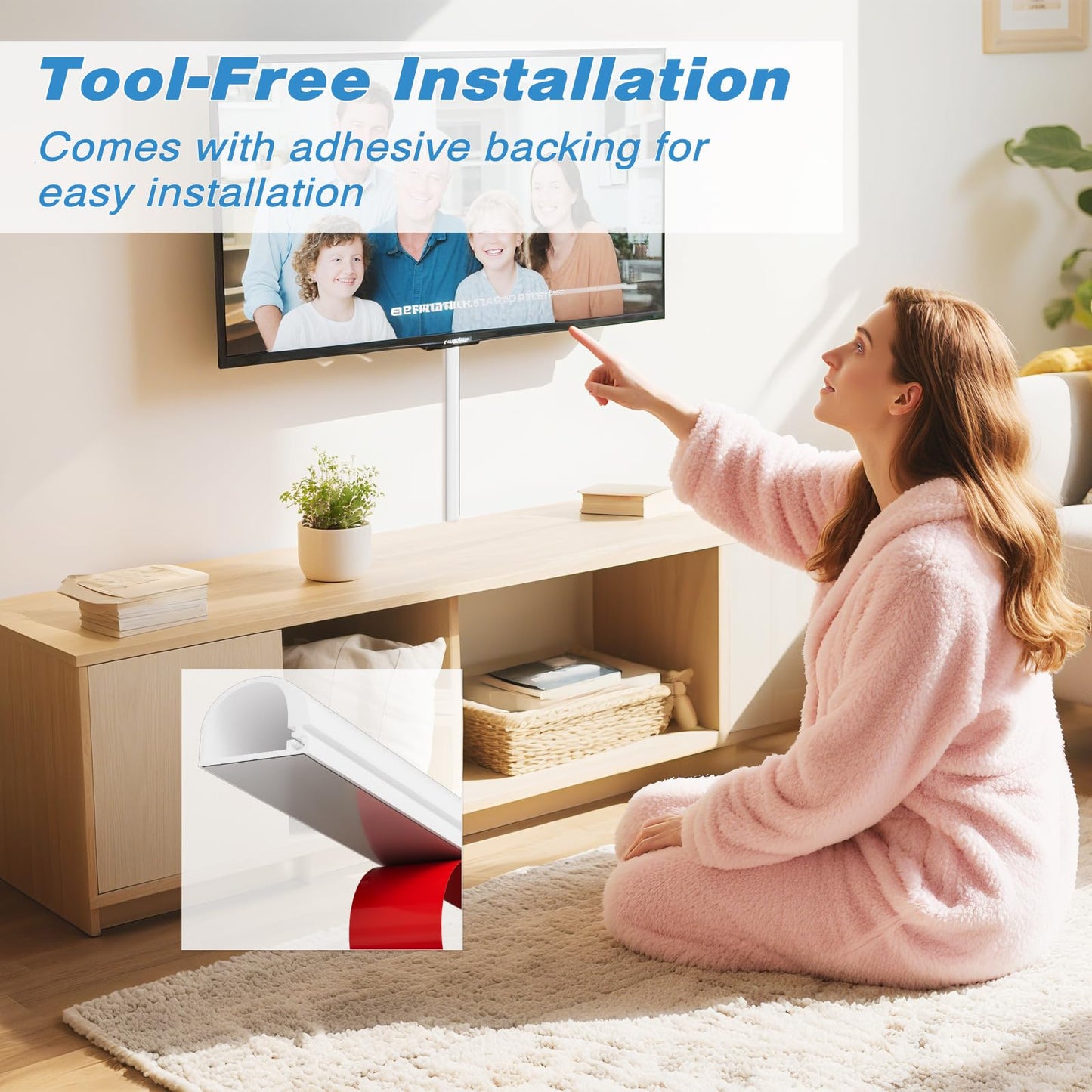 39" Silicone Cord Hider for 1 Cord,Flexible Side-Opening Self-Adhesive Cord Covers for Wires on Wall Mount TV,Easier Setup for Home Office Cable Management Wire Hider,0.54" W x 0.39" H,White