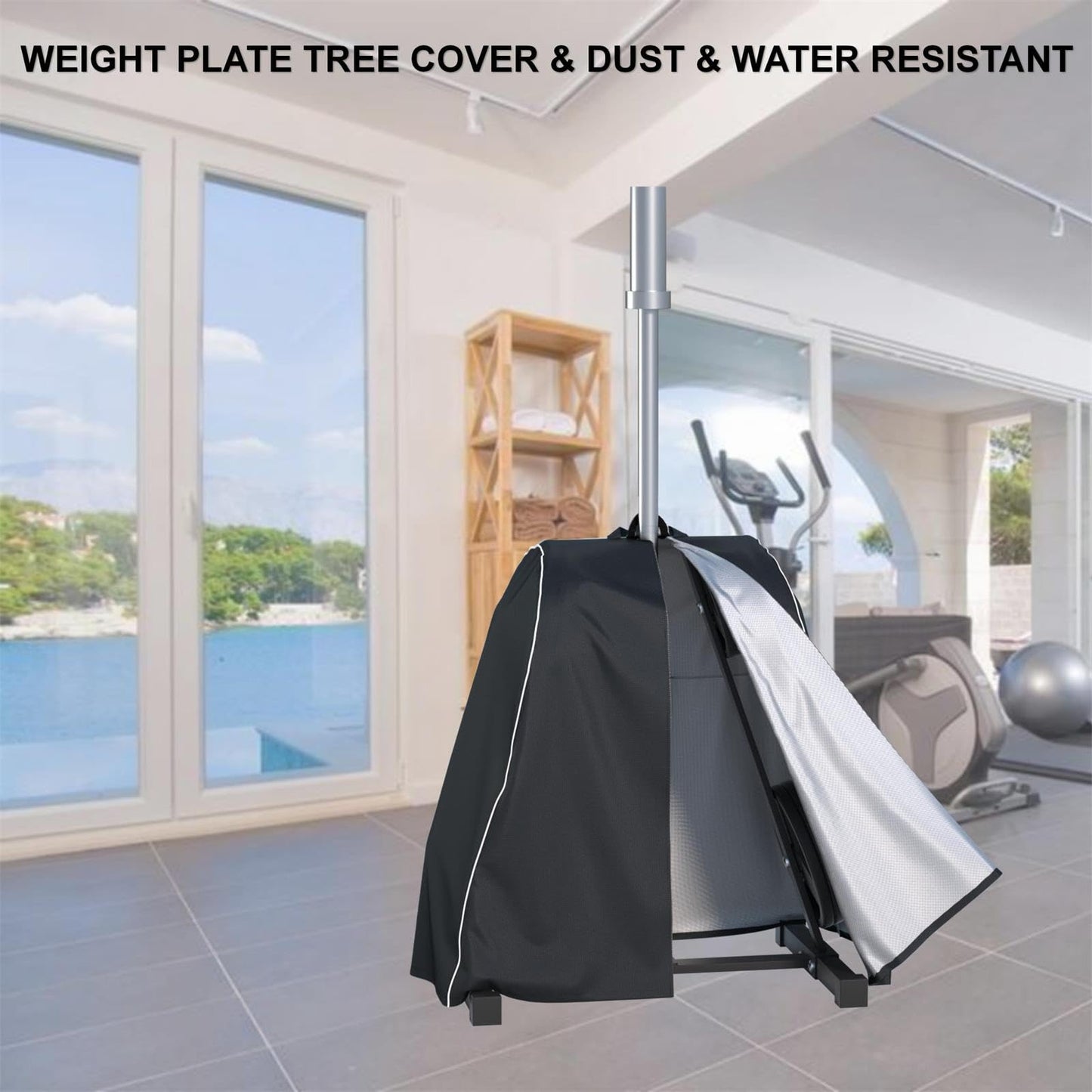 Ddeman Barbell Olympic Plate Rack cover Olympic Weight Plate Tree cover Fits 22“ Length x 19” Wide x 37” Height Tree Barbell Weight Block Rack (Protective Cover Only)