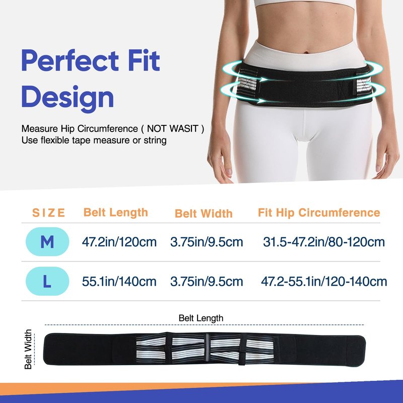 MISF Back Brace for Lower Back Pain, Lightweight Lumbar Support Brace for Women & Men, Breathable And Adjustable Back Support Brace Relieves Sciatica, Hip And Spine Pain, Blakc-120 cm