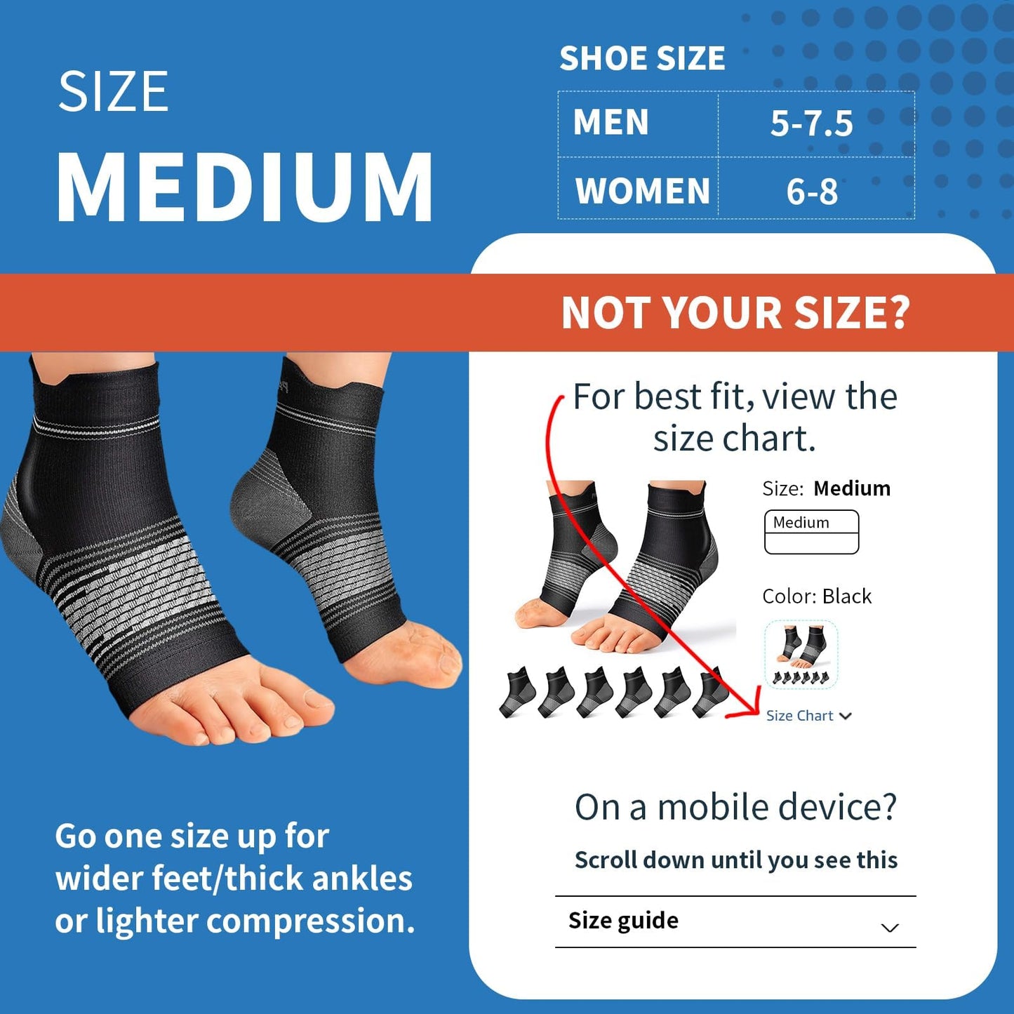 6 Pairs Plantar Fasciitis Socks for Men & Women, Ankle Brace Compression Socks with Arch Support for Achilles Tendonitis, Heel Pain, Swelling & Arthritis Relief, Black, Nude, Navy, Medium