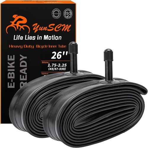 Heavy Duty 26" Bike Tubes by [Brand Name] - 2-Pack AV Schrader Valve for 26x1.75 to 26x2.25 Tires