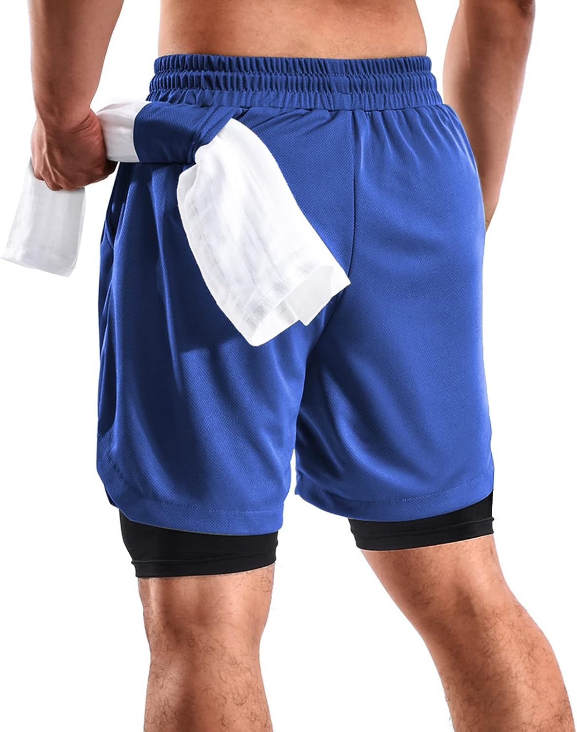 Skiennix 2-in-1 Men's Gym Shorts - Casual Running Shorts with Pockets & Towel Loop | 7 Inch, 2 Pack