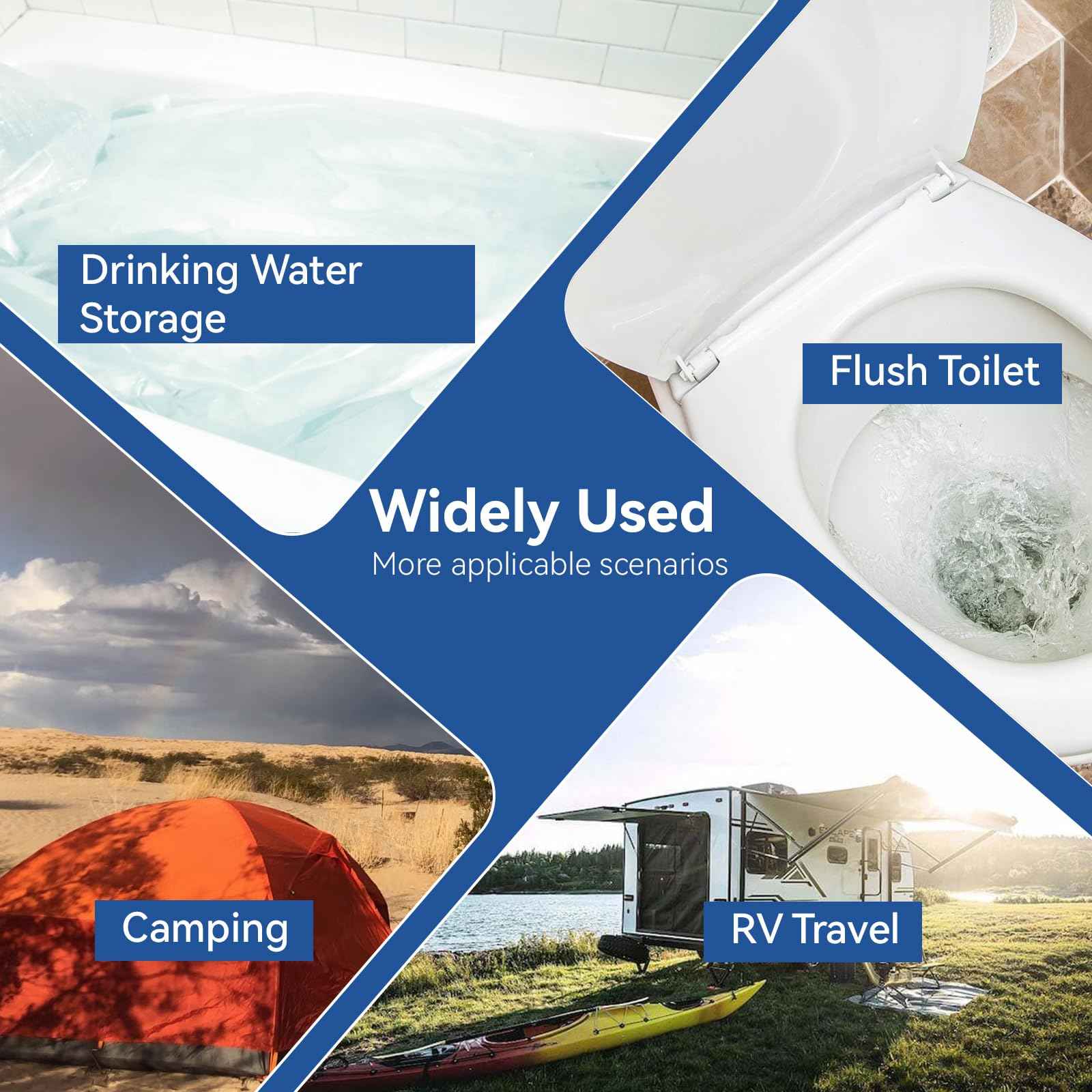 Emergency Drinking Water Storage 45 Gallon, Food-Grade Bathtub Bladder, BPA-Free, Ideal for Emergency Water Bank, Camping, RV Traveling, Hurricane, Storm & Disaster Preparedness Supplies