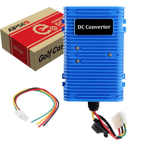 AIPSET Golf Cart Voltage Reducer Universal Compatible with Club Car EZGO Yamaha, 36V/48V Convert to 12V, 30A/350Watt Voltage Regulator
