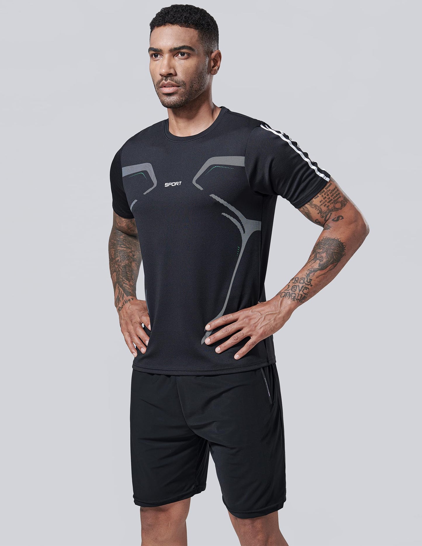 5 Pack Men’s Active Quick Dry Crew Neck T Shirts | Athletic Running Gym Workout Short Sleeve Tee Tops Bulk (Set 11, XX-Large)