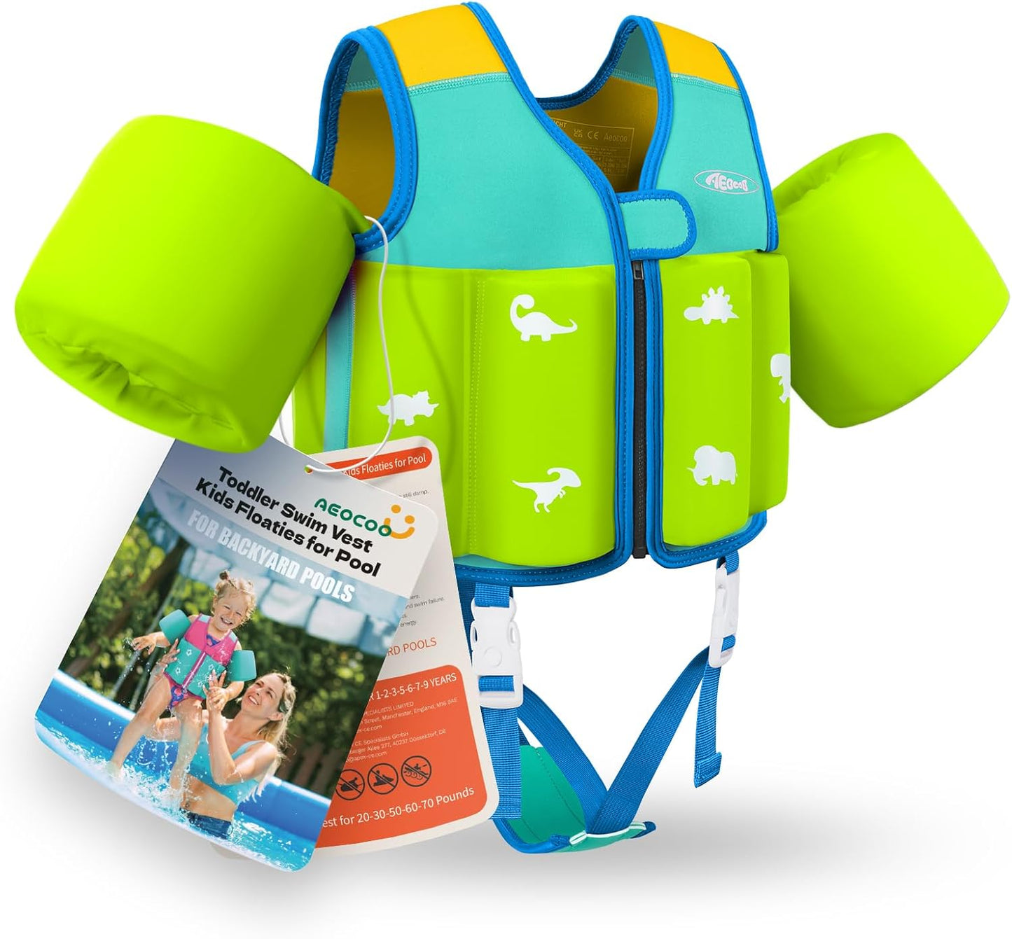 Skiennix Kids Swim Vest | Comfortable Float Jacket for Ages 1-9 | Bright Colors & Crotch Strap, 20-70 lbs