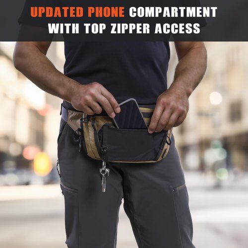VOTAGOO GEAR Tactical CCW Fanny Bag, Concealed Carry Fanny Pack w/Adjustable Waist Belt Tactical Waist Bag Handgun Pouch with Universal Pistol Holster, Everyday Hip Pack for Men Travel Outdoor(Brown)