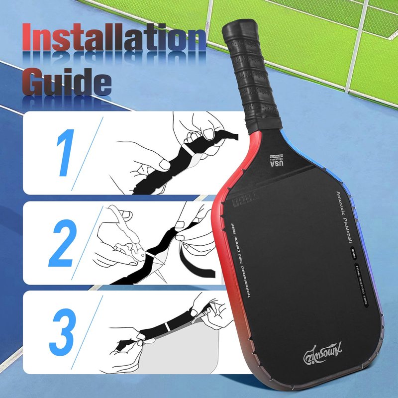 Amoswiz Pickleball Edge Guard Tape, Pickleball Protection Tapes 3 Pcs, Red to Black to Blue Gradiant Edge Tape, 26MM Width, No Wrinkling Edge Guard for 13MM & 16MM & 20MM Thicknesse Paddles
