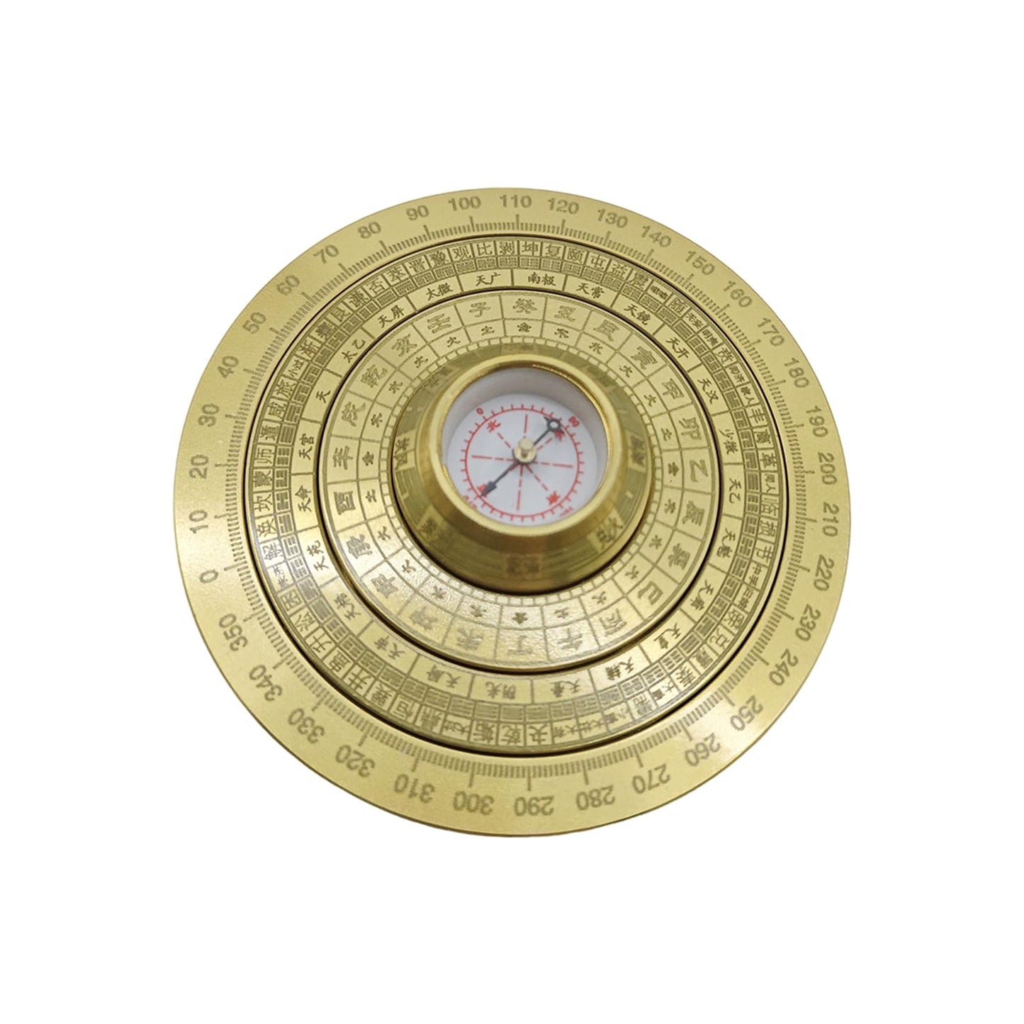 Mini Feng Shui Luo Pan Compass, Solid Brass Portable Bagua Compass with Rotating Function, Chinese Feng Shui Decor Amulet for Good Luck, Wealth, and Energy Balance