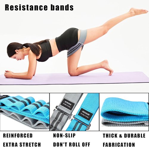 Adjustable Fabric Resistance Bands - 5 Levels of Customizable Tension for Squats & Glutes | Non-Slip Booty Bands for Men & Women