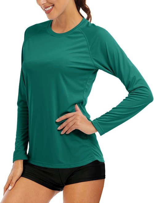 MAGCOMSEN Women's Long Sleeve Sun Protection Shirts - UPF 50+ Rash Guard for Hiking & Fishing