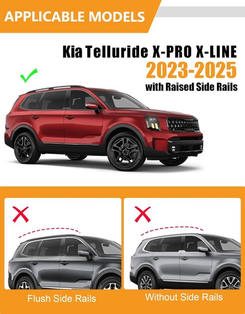KINGGERI Roof Rack Cross Bars - 330LBS Capacity for Kia Telluride X-PRO/X-LINE 2023-2025 | Lockable Aluminum Design