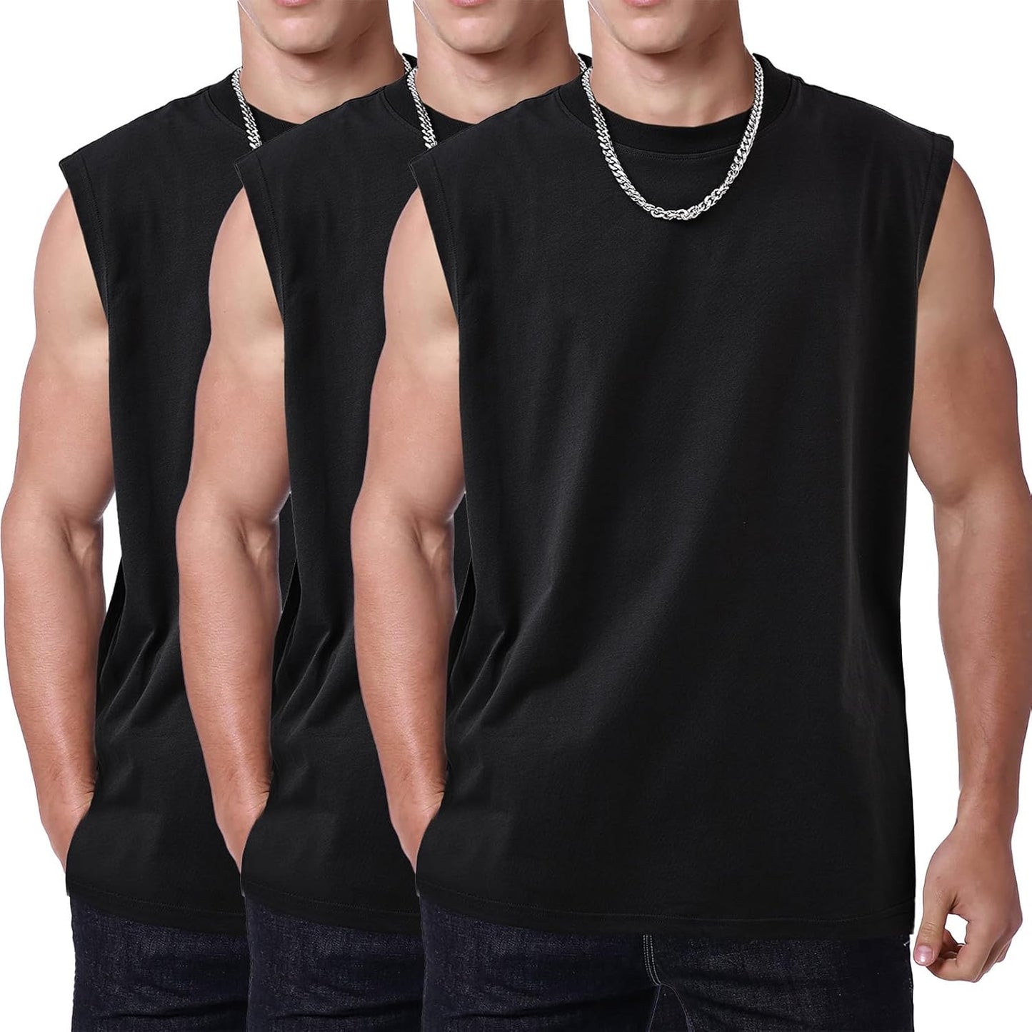Skiennix Men's Workout Tank Top - Sleeveless Muscle Tee for Gym & Running | Acid Wash, Loose Fit
