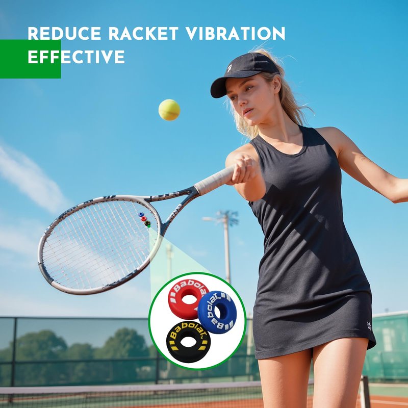 PHX Grove 6-Pack Tire-Shaped Tennis Racket Vibration Dampener - Shock Absorbers for Racquet Strings, Reduces Vibration, Noise and Arm Strain for Pain Relief - Durable Rubber, Easy to Install