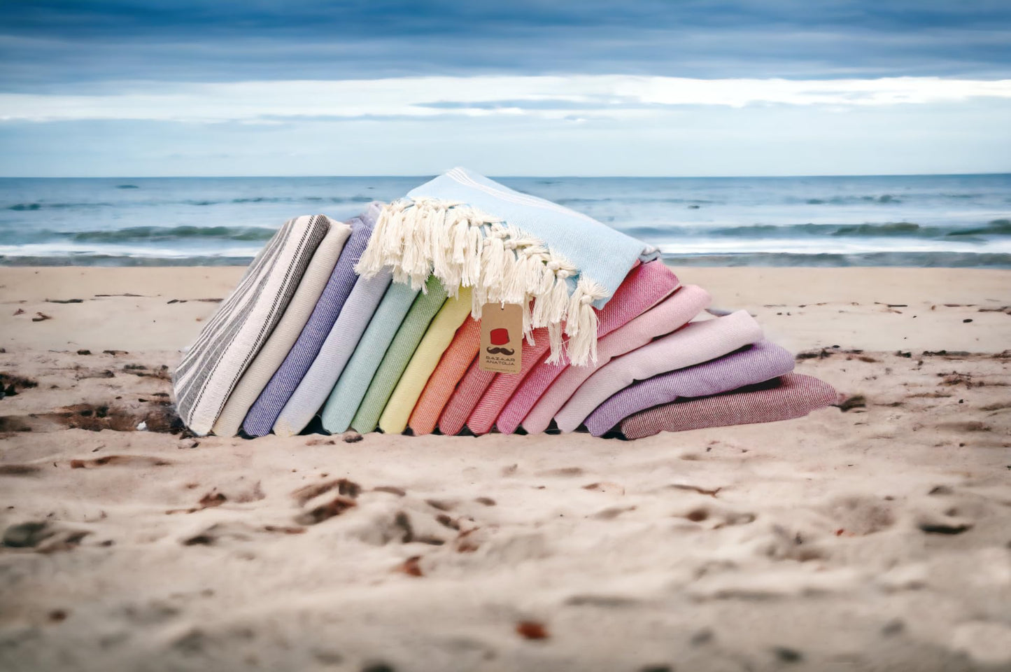 Bazaar Anatolia Turkish Beach Towel – 100% Cotton, Quick Dry, Sand Free Towel for Bathroom, Camping, Travel – Oversized 71x39 Inches – Stripe Pink