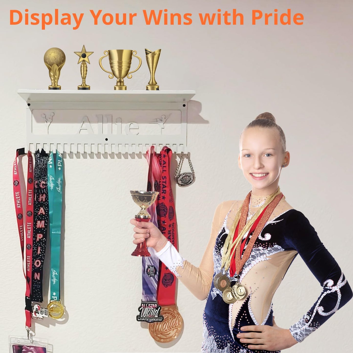 Tegik Personalized Medal Hanger Display, Custom Metal Medal Holder