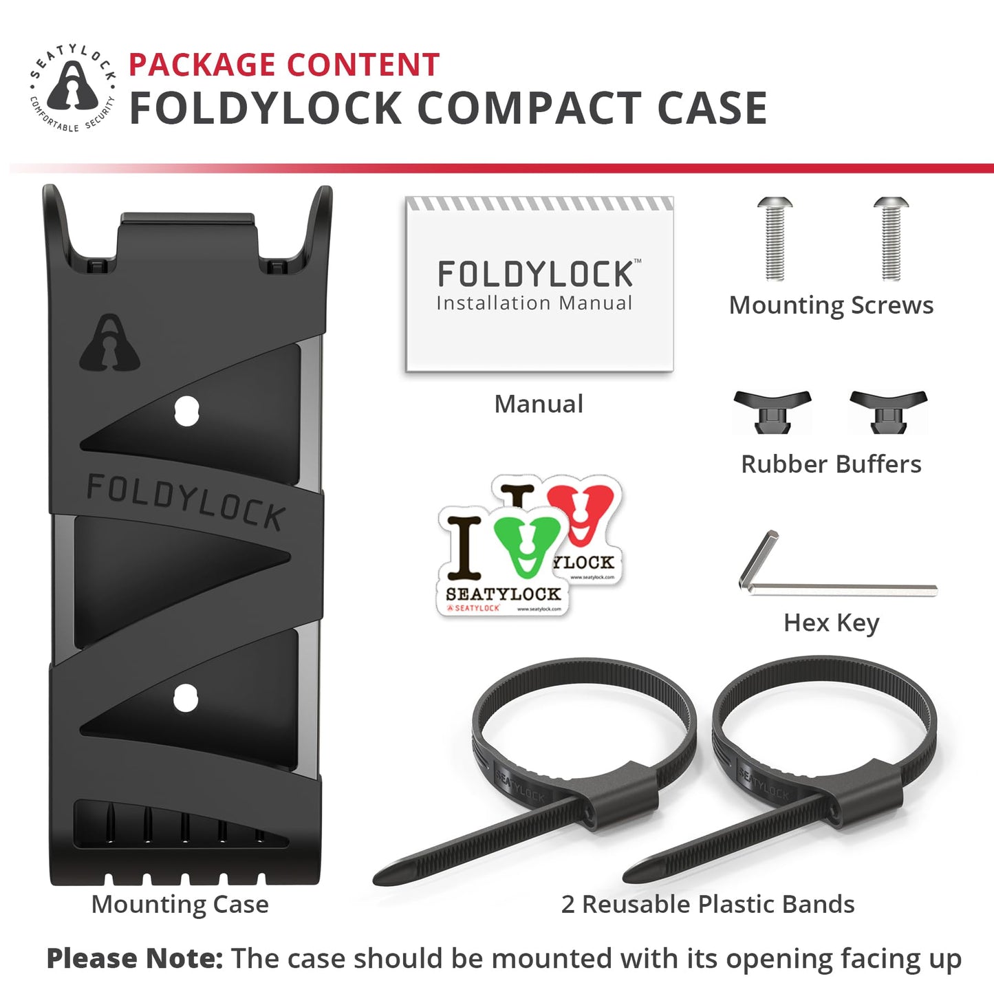 Seatylock FoldyLock Compact Bike Lock Mount Carrying Case - Ultra Lightweight Mounting Bracket Case for FoldyLock Compact Folding Bike Locks - Portable Secure Bicycle Attachment Accessory